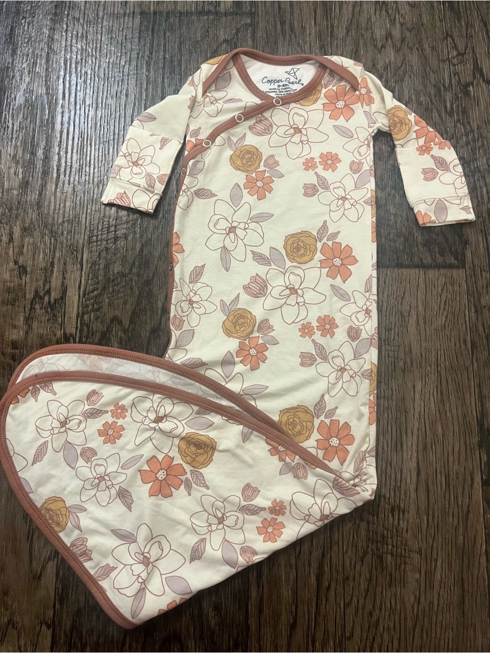 Copper Pearl Floral Baby Nightgown - Peach & Cream